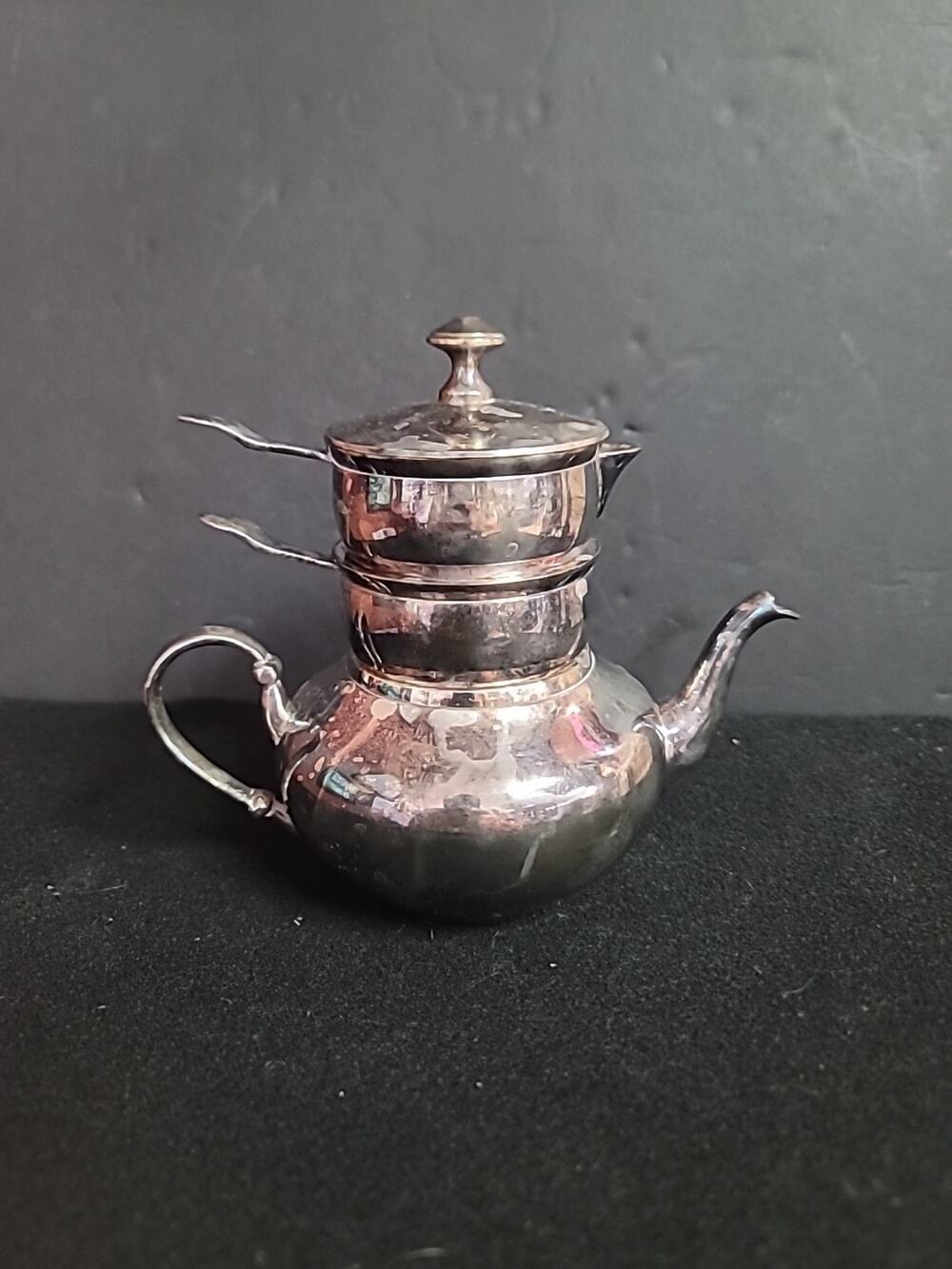 Restoration Hardware Raj Teapot British Empire Stacked SILVERPLATE